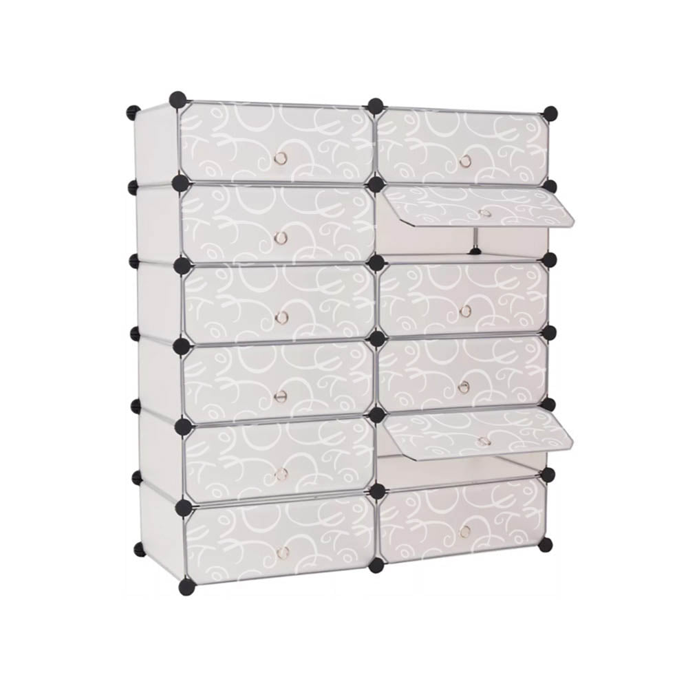 Plastic shoe storage cabinet with batteries, 2 colors - white-3