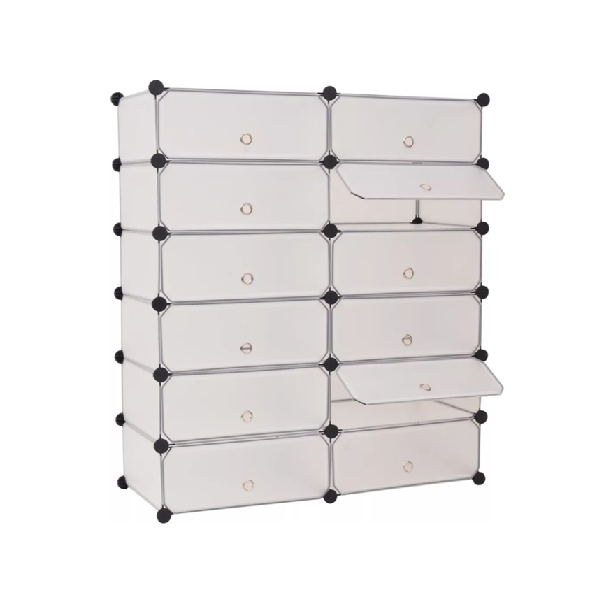 Plastic shoe storage cabinet with batteries, 2 colors - white-0