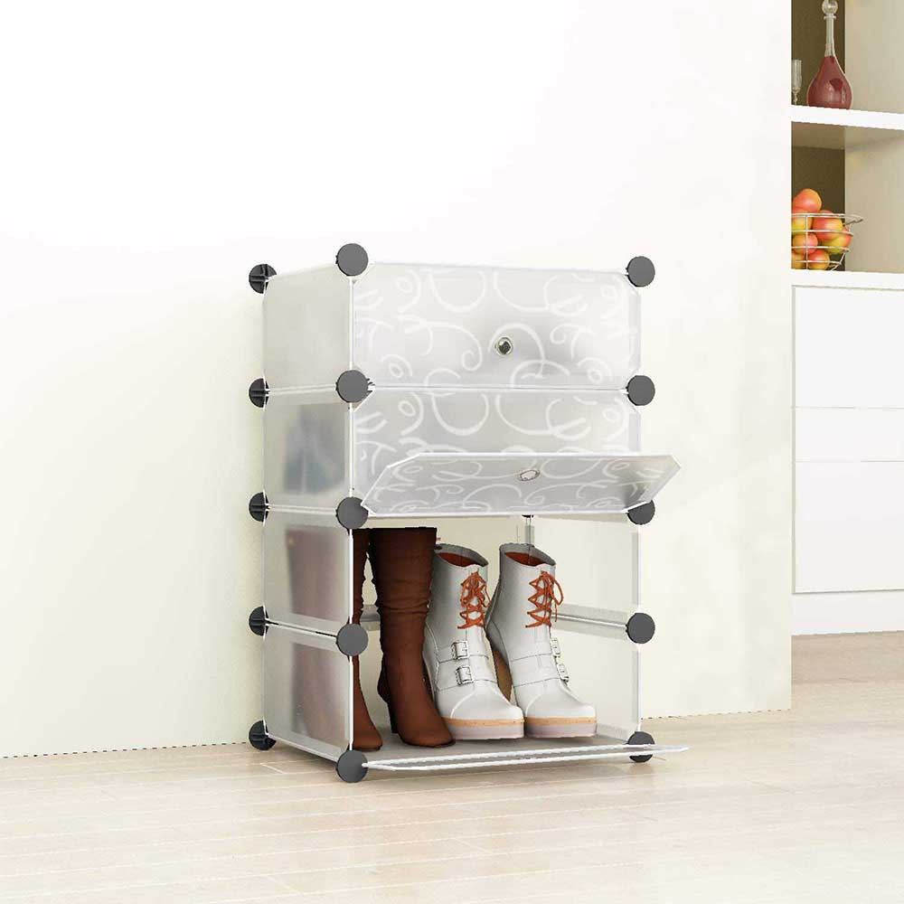 Plastic shoe storage cabinet with batteries, 2 colors - white-2