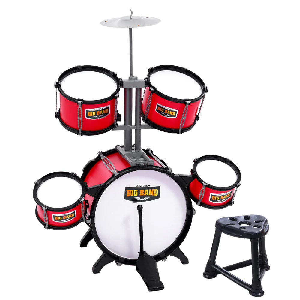 Game drum set with chair, burgundy-2