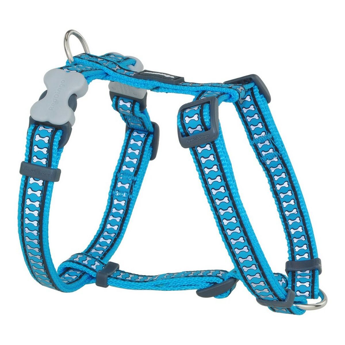 Dog Harness Red Dingo Bone Reflective 46-76 cm Turquoise-0