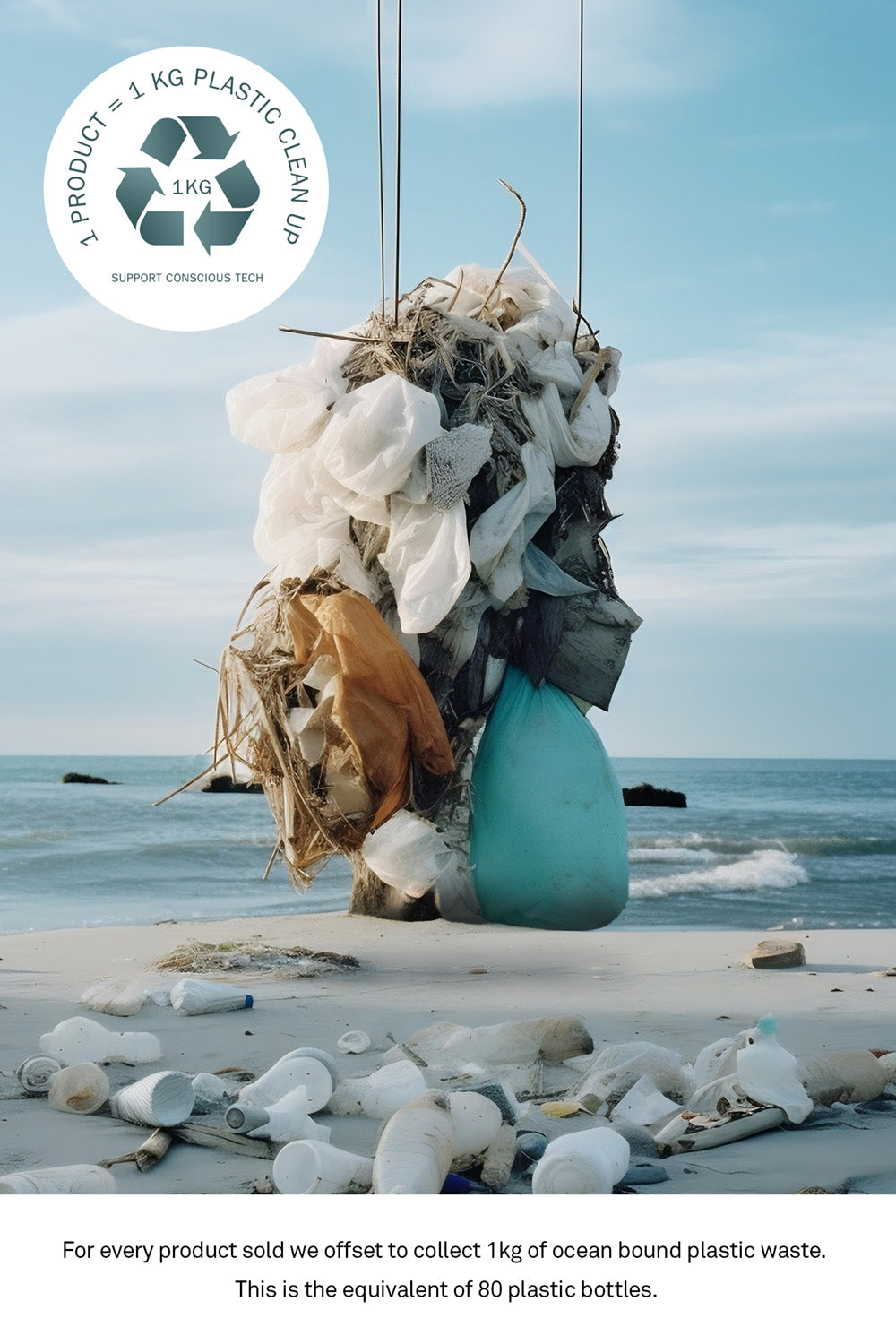 USB Sea Blue · Type C · 100W · 2 meter · Made of recycled fishing nets-3