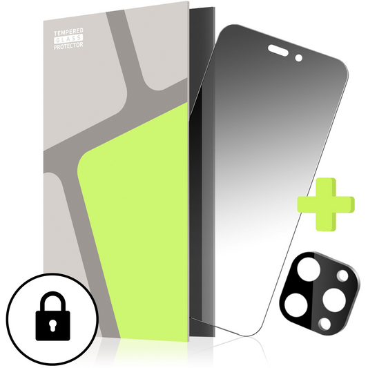 Tempered Glass Protector iPhone 15 Pro üvegfólia + kamera védő fólia - Privacy Glass (TGS-IP15P-BL)-0