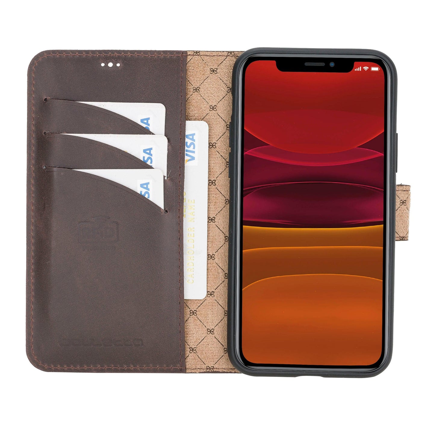 Wallet Folio with ID Slot Leather Wallet Case For Apple iPhone 11 Series-12
