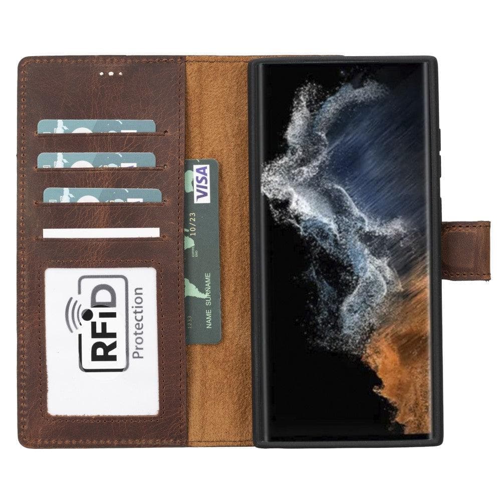 Samsung S23 Series Detachble Leather Magic Wallet Case - S23 / ANTIC BROWN-1